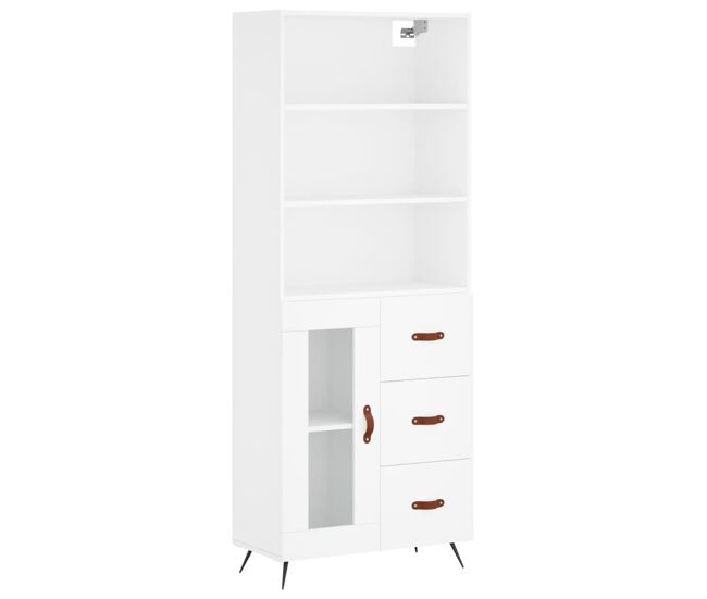 Aparador alto - mueble de almacenamiento madera contrachapada blanco 69,5x34x180 cm es636