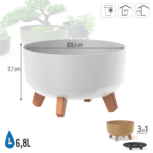 Vaso de flores branco, sem reservatório, coleção GRACIA