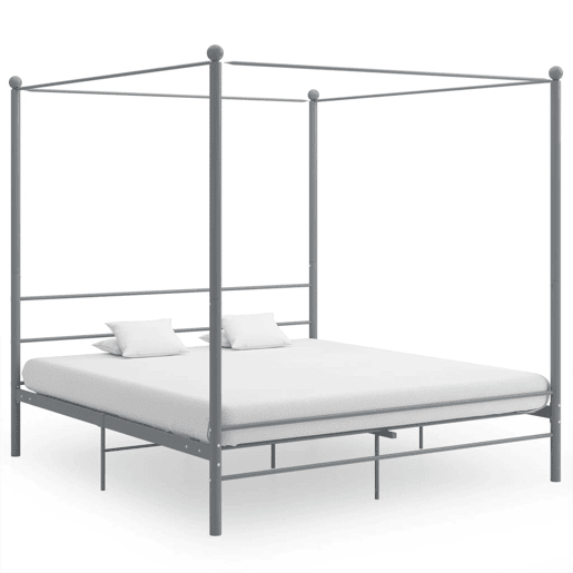 Estrutura de Cama de casal simple com dossel 180x200 cm metal cinzento