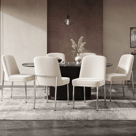 Cadeiras de sala de jantar 2 unidades - almofada grossa, pernas metálicas, estilo moderno minimalista - bege