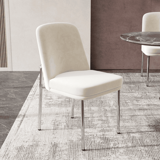 Cadeiras de sala de jantar 2 unidades - almofada grossa, pernas metálicas, estilo moderno minimalista - bege