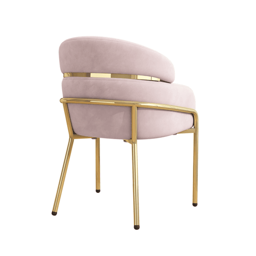 Cadeira de sala de jantar 2 unidades - design luxuoso e leve, sala de estar e quarto, pernas metálicas, veludo rosa