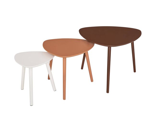 Well home set de3 mesas de centro nido l.34/46/60cm en mdf y 3 colores