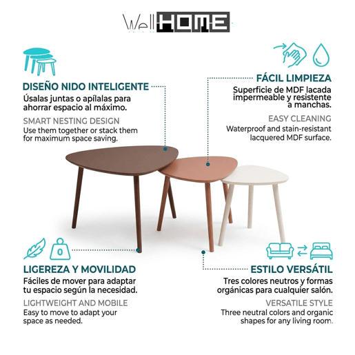 Conjunto de 3 mesas de centro Well Home Nesting