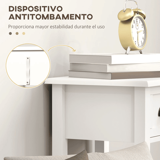 HOMCOM Conjunto de 2 Mesas Auxiliares Modernas, Mesas de Apoio para Sofá, com Gaveta e Prateleira, Mesas de Cabeceira para Sala, Quarto, 30x30x75 cm, Branco