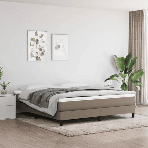 Estrutura de Cama de casal moderno com molas 180x200 cm tecido castanho-acinzentado