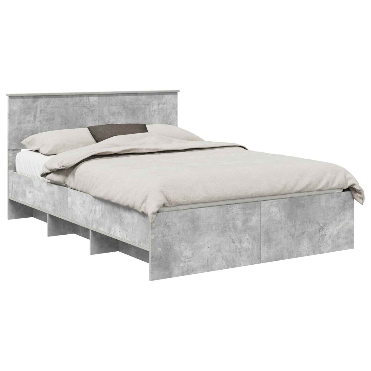Estructura de cama matrimonial comodidad con cabecera - gris concreto 160 x 200 cm