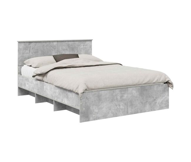 Estructura de cama matrimonial comodidad con cabecera - gris concreto 160 x 200 cm