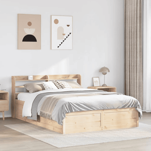 Estrutura De Cama De Casal c cabeceira - 135x190 cm pinho maciço