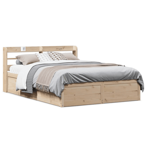 Estrutura De Cama De Casal c cabeceira - 135x190 cm pinho maciço