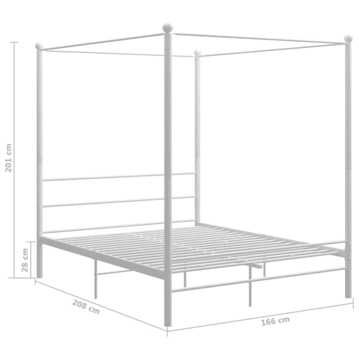 Estrutura De Cama De Casal Simple - dossel 160x200 cm metal branco