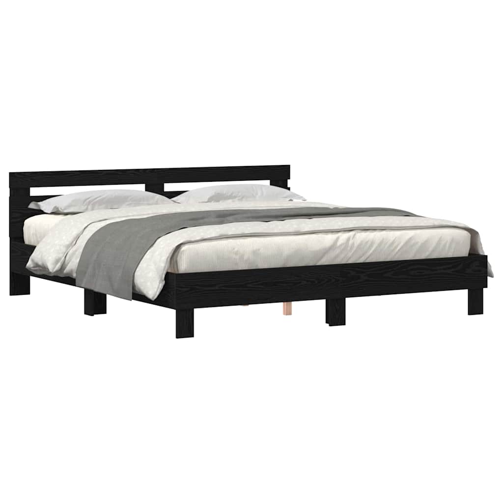 Estructura De Cama Doble Matrimonial 205x203 Negro/ Madera