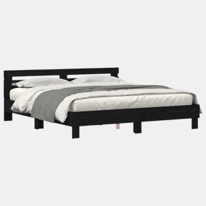 Estrutura da Cama de casal simple com led Carvalho Preto 200 x 200 cm