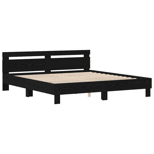 Estrutura da Cama de casal simple com led Carvalho Preto 200 x 200 cm