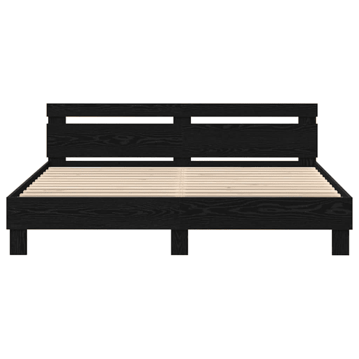 Estrutura da Cama de casal simple com led Carvalho Preto 200 x 200 cm