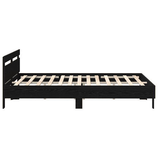 Estrutura da Cama de casal simple com led Carvalho Preto 200 x 200 cm