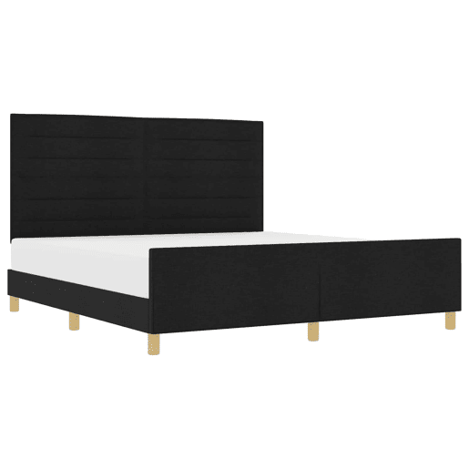 Estrutura de cama de casal com cabeceira - Preto 180 x 200 cm tecido