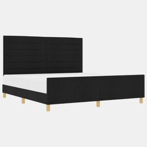 Estrutura de cama de casal com cabeceira - Preto 180 x 200 cm tecido