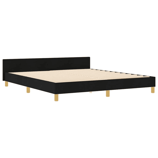 Estrutura de cama de casal com cabeceira - Preto 180 x 200 cm tecido
