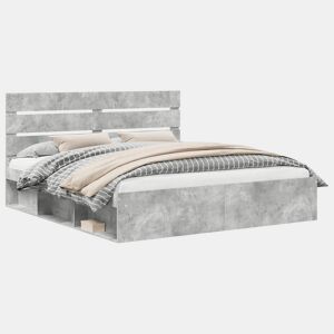 Estrutura de Cama de casal para adultos com cabeceira Concreto 180 x 200 cm