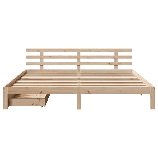 Estrutura De Cama De Casal Moderno c gavetas - 200x200 cm madeira de pinho maciça