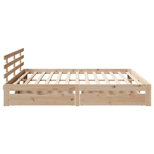 Estrutura De Cama De Casal Moderno c gavetas - 200x200 cm madeira de pinho maciça