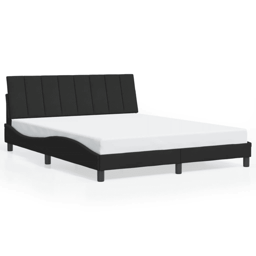 Estrutura de cama de casal moderno com LED - 160x200 cm veludo preto