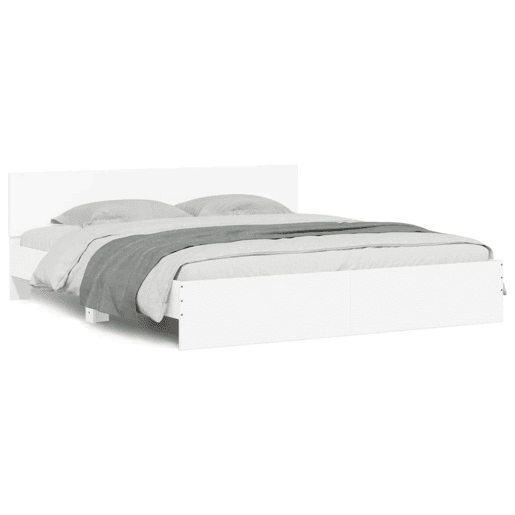 Estrutura de Cama de casal para adultos com cabeceira e luzes LED 200x200 cm branco