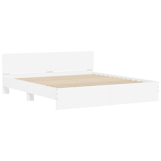 Estrutura de Cama de casal para adultos com cabeceira e luzes LED 200x200 cm branco