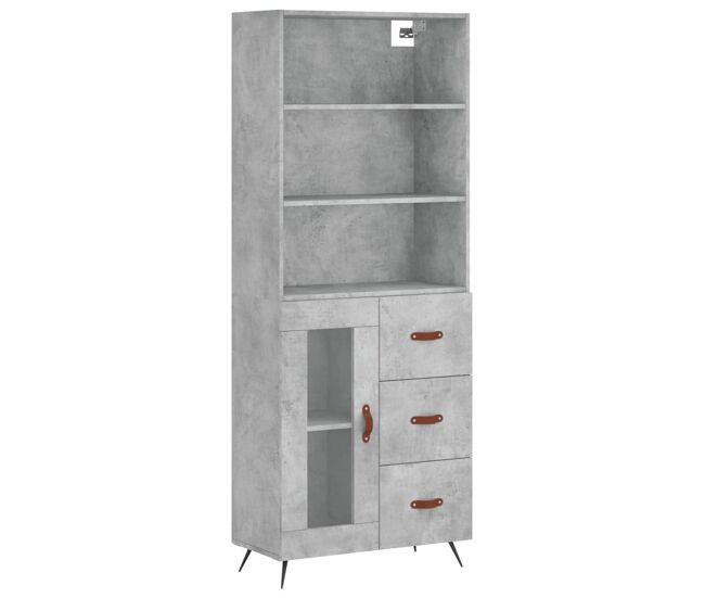 Aparador alto - mueble de almacenamiento madera contrachapada gris hormigón 69,5x34x180 cm es873