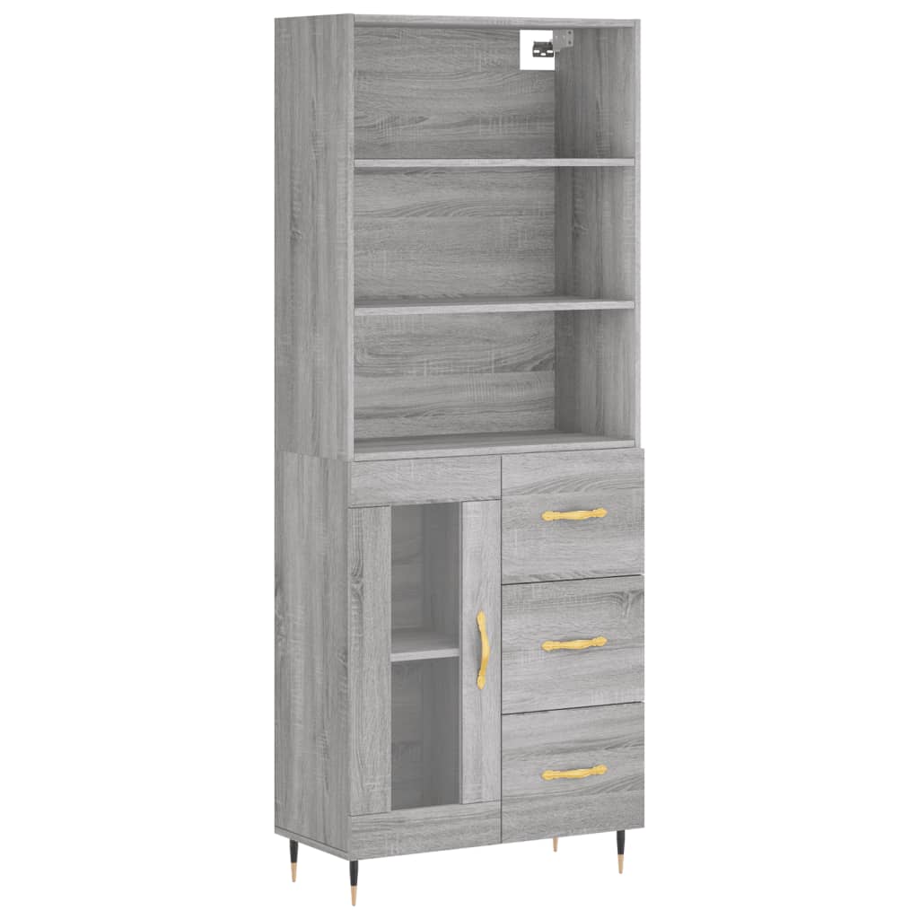Aparador alto - Mueble de almacenamiento 69 Roble/ Gris