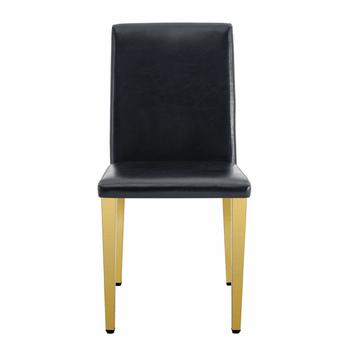 4 cadeiras de sala de jantar - design minimalista em PU preto com pernas metálicas douradas - preto e dourado