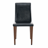 Conjunto de 4 cadeiras de jantar - design minimalista, assento em PU preto e pernas metálicas com efeito nogueira - Nogueira+Preto