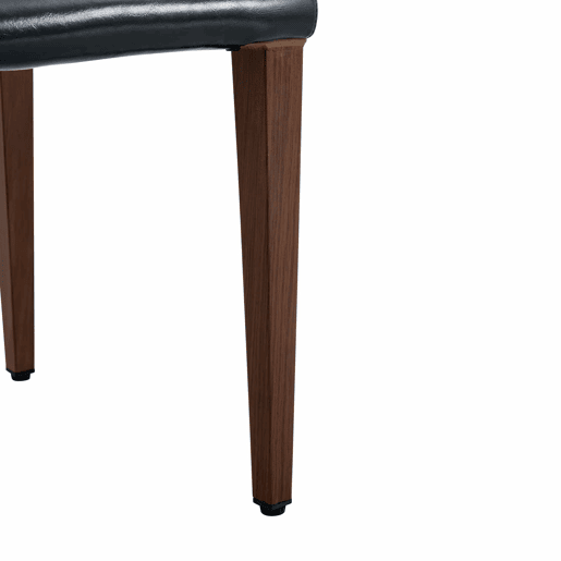 Conjunto de 4 cadeiras de jantar - design minimalista, assento em PU preto e pernas metálicas com efeito nogueira - Nogueira+Preto