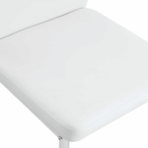 Conjunto de 4 cadeiras de jantar - Estilo leve-luxuoso, encosto em PU branco com padrão vertical + pernas metálicas prateadas - Branco + Prateado