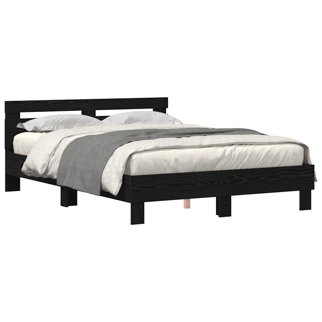 Estructura de cama matrimonial 155x203 Negro/ Madera