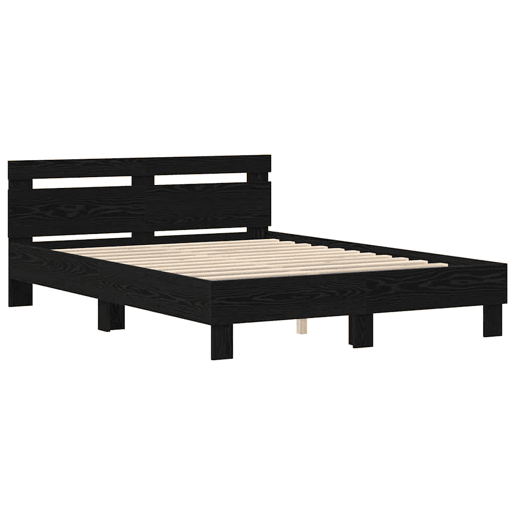 Estrutura da Cama de casal simple com led Carvalho Preto 150 x 200 cm