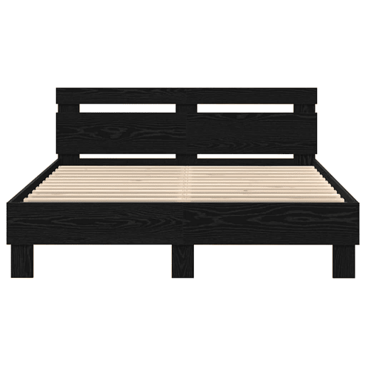 Estrutura da Cama de casal simple com led Carvalho Preto 150 x 200 cm