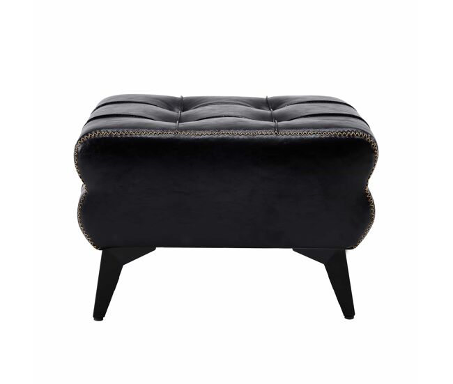 Reposapiés portátil sin tamaño especificado - tapizado en cuero, multifuncional, con patas metálicas, estilo moderno para salón y dormitorio - negro