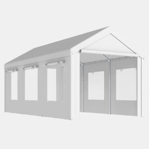 Outsunny Abrigo de Garagem Portátil 3x6 m Impermeável para Carro com 2 Portas Enroláveis e 6 Janelas em Rede, Altura Ajustável, Estrutura em Aço Galvanizado, UPF30+, Telheiro de Armazenamento Branco