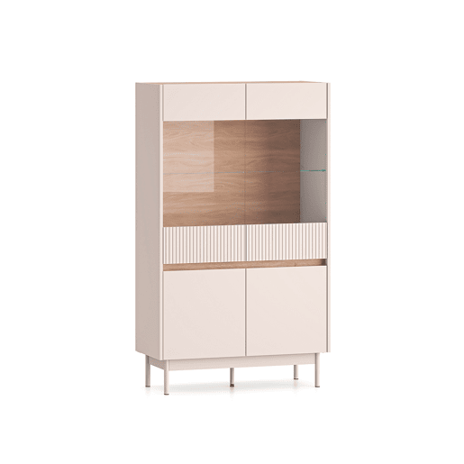 Armário de porcelana de 4 portas Connie Cashmere e madeira