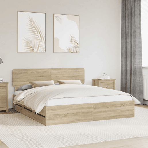 Estrutura da Cama de casal moderno com cabeceira Carvalho Sonoma 200 x 200 cm
