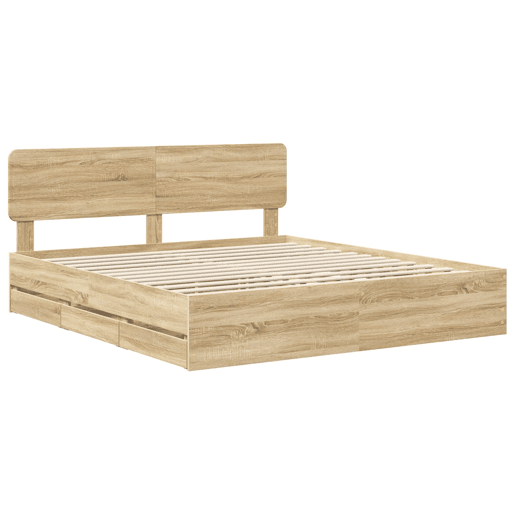 Estrutura da Cama de casal moderno com cabeceira Carvalho Sonoma 200 x 200 cm