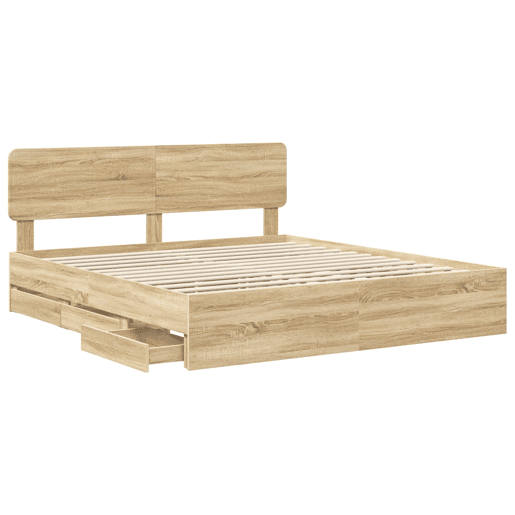 Estrutura da Cama de casal moderno com cabeceira Carvalho Sonoma 200 x 200 cm