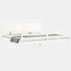 Estrutura de Cama de casal moderno com cabeceira 200x200cm madeira maciça branco