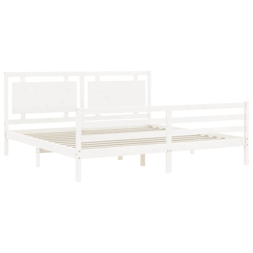 Estrutura de Cama de casal moderno com cabeceira 200x200cm madeira maciça branco