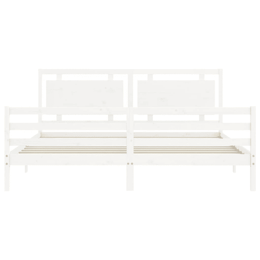 Estrutura de Cama de casal moderno com cabeceira 200x200cm madeira maciça branco