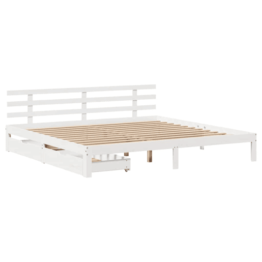 Estrutura de Cama de casal simple c gavetas 180x200 cm pinho maciça branco Estrutura de Cama de casal simple c gavetas 180x200 cm pinho maciça branco