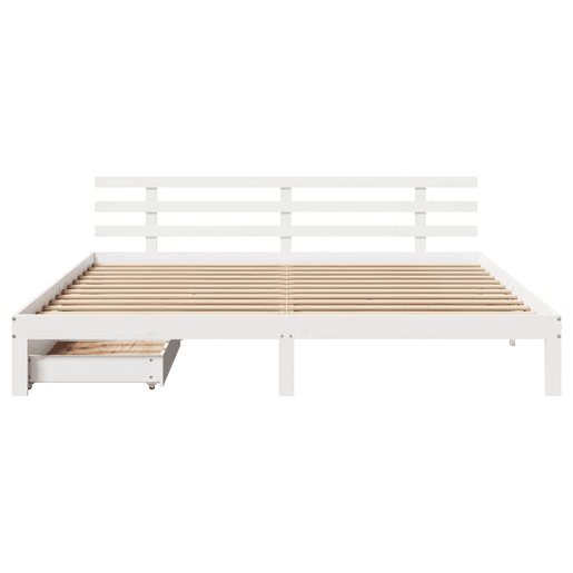Estrutura de Cama de casal simple c gavetas 180x200 cm pinho maciça branco Estrutura de Cama de casal simple c gavetas 180x200 cm pinho maciça branco