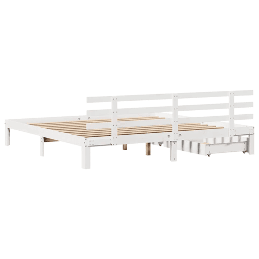 Estrutura de Cama de casal simple c gavetas 180x200 cm pinho maciça branco Estrutura de Cama de casal simple c gavetas 180x200 cm pinho maciça branco